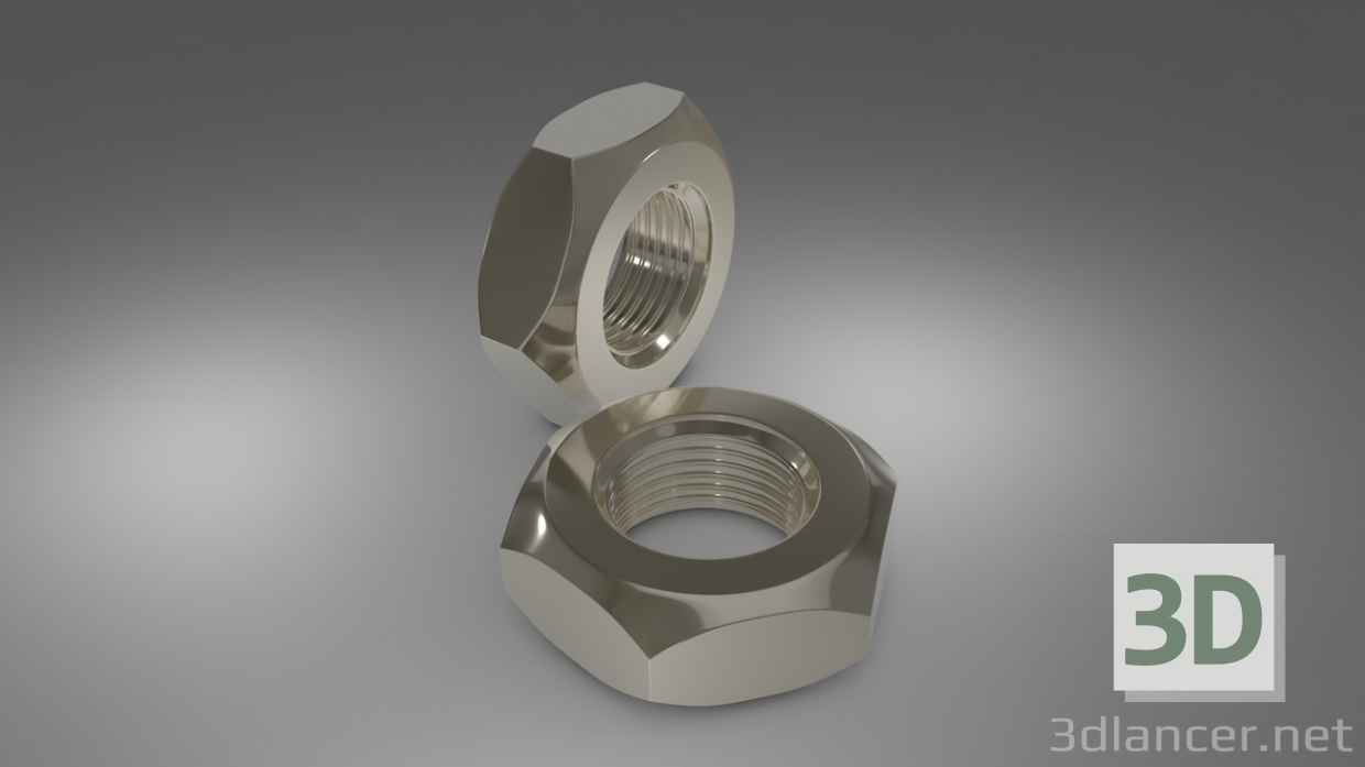 3d Steel Hex Nute model buy - render