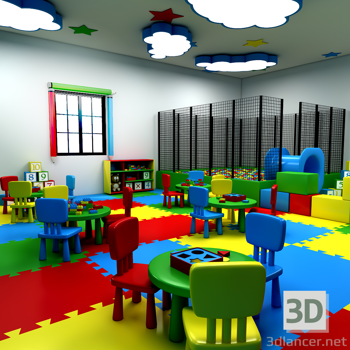3d 3D модель детского сада модель купить - ракурс