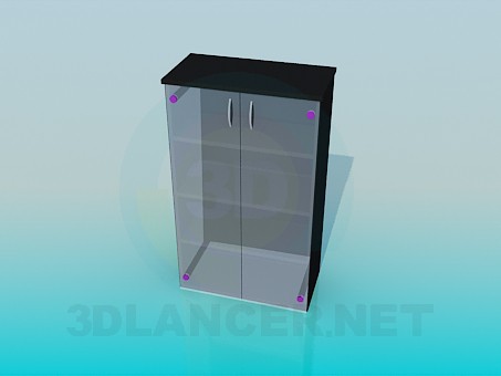 3d модель Стелаж із скляними поличками і дверцями – превью