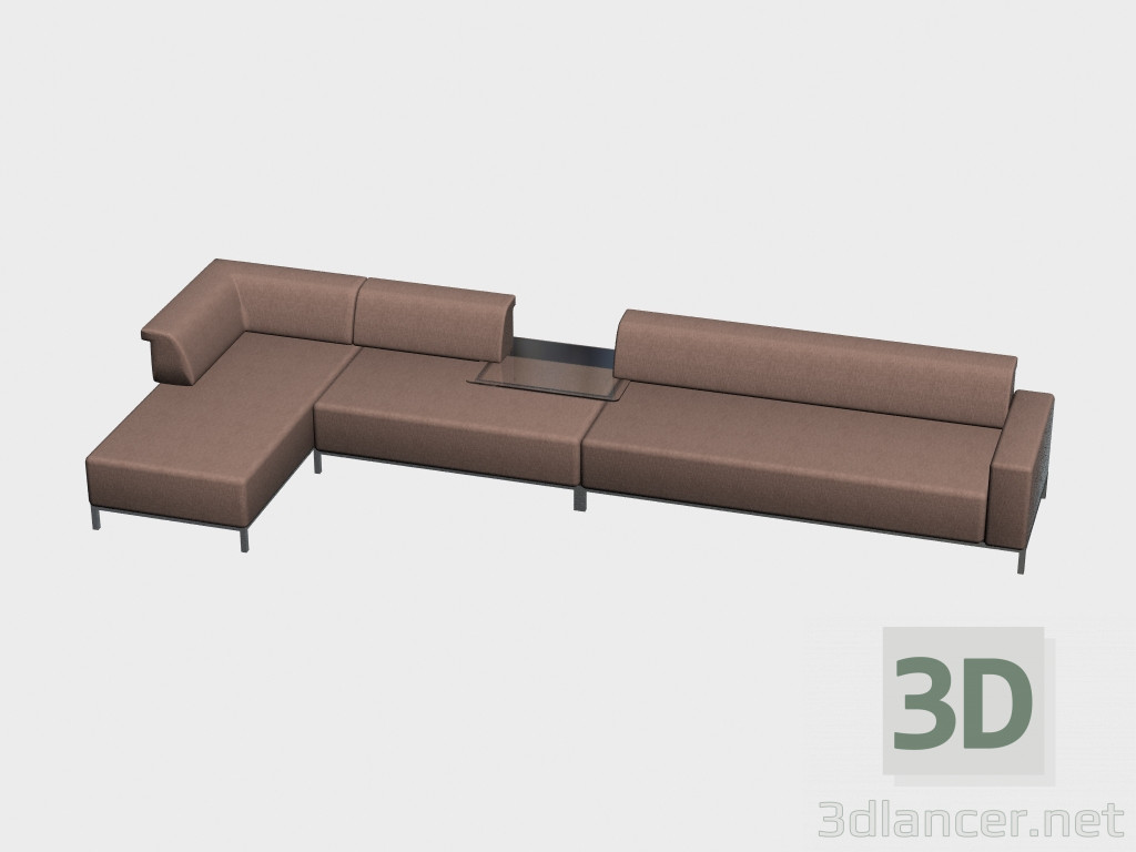 3 डी मॉडल मॉड्यूलर सोफे (एक कोने, एक मेज के साथ) बोर्नियो - पूर्वावलोकन