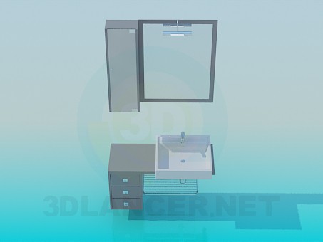 3D Modell Möbel für das Waschbecken im Badezimmer - Vorschau