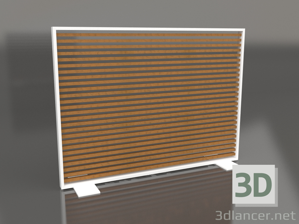 modello 3D Parete divisoria in legno artificiale e alluminio 150x110 (Roble Golden, Bianco) - anteprima