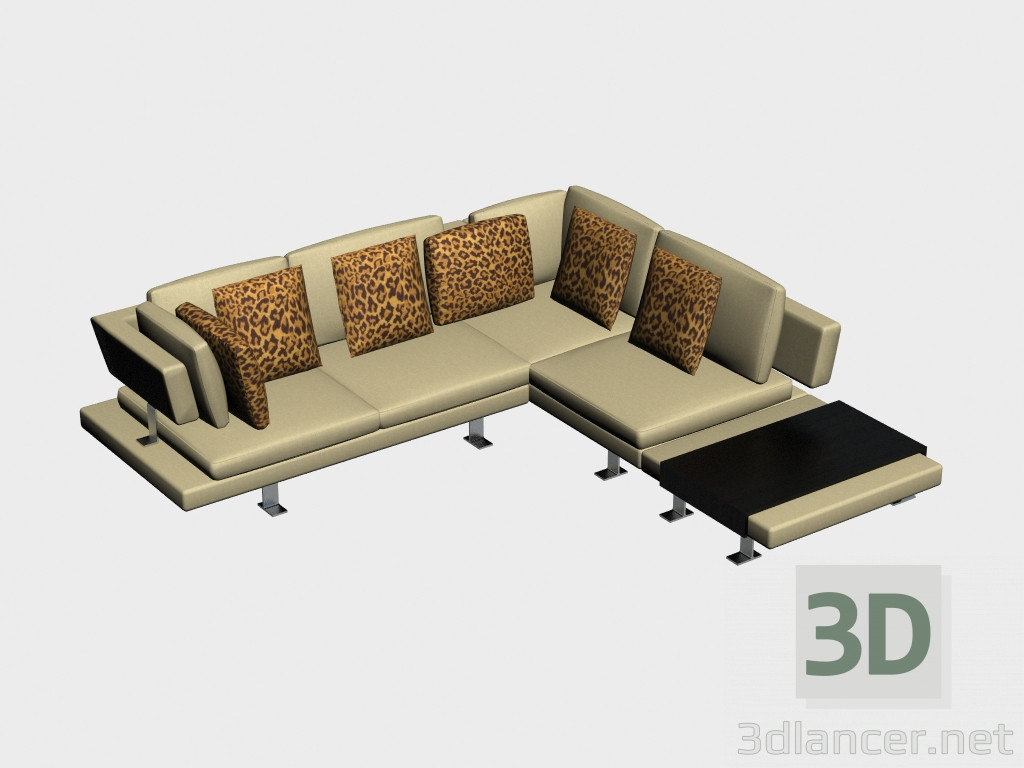 3d модель Диван кутовий (зі столиком) Бронко – превью