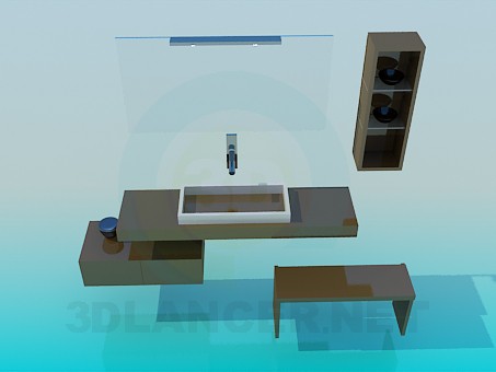 3D modeli Mobilya lavaboya bir dizi - önizleme