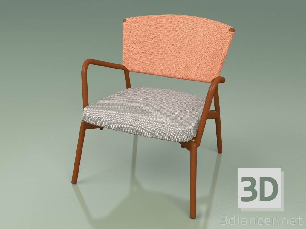 modèle 3D Fauteuil avec assise moelleuse 027 (Metal Rouille, Batyline Orange) - preview