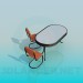 modello 3D Tavolo ovale con sedie - anteprima