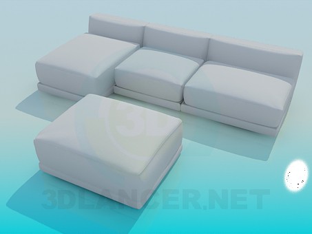 3D Modell Sofa und Sitzbank komplett - Vorschau