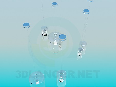 3d модель Комплект скляних циліндричних світильників – превью