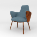 sillón con respaldo de madera 3D modelo Compro - render