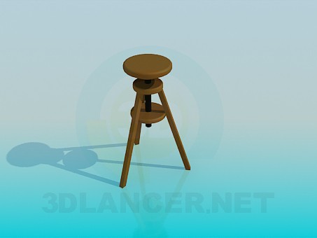 modello 3D Sgabello alto in legno - anteprima