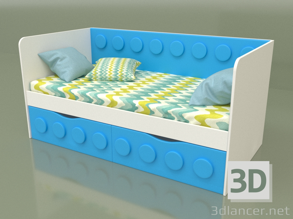 3 डी मॉडल 2 दराज वाले बच्चों के लिए सोफा बेड (पुखराज) - पूर्वावलोकन
