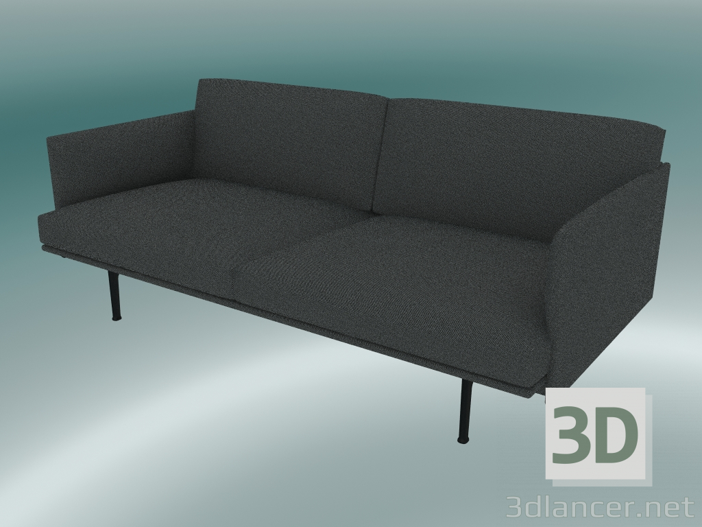 modello 3D Outline divano doppio (Hallingdal 166, Nero) - anteprima