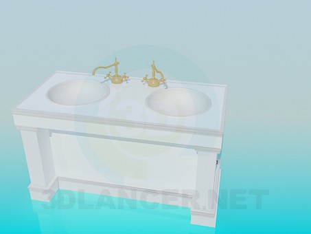 3D Modell Boden stehen auf zwei Runden Becken - Vorschau