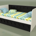 Modelo 3d Sofá-cama para crianças com 2 gavetas (Preto) - preview