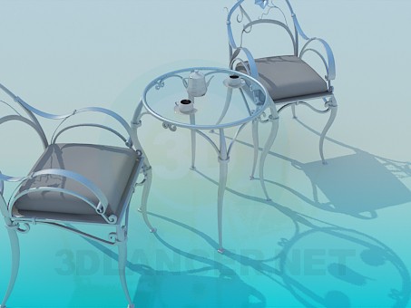modèle 3D Table basse et chaises ensemble - preview