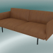 3d model Contorno del sofá doble (cuero coñac refinado, negro) - vista previa