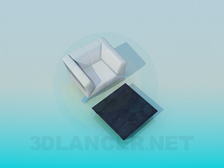 Modelo 3d Mesa com poltrona - preview