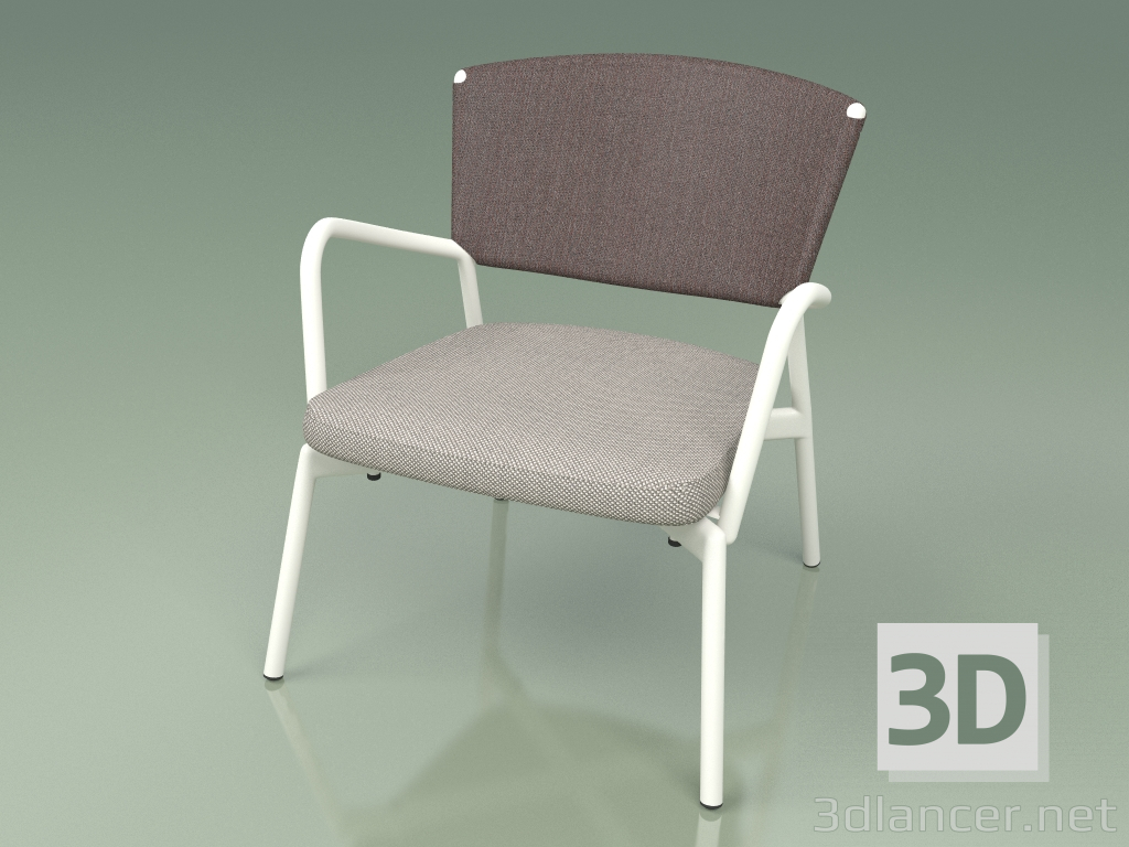 3d model Sillón con asiento blando 027 (Metal Milk, Batyline Brown) - vista previa