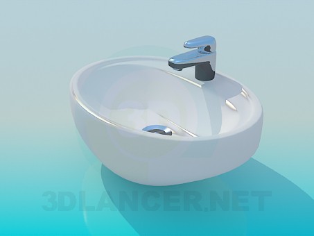3d model Small sink with mixer tap - preview