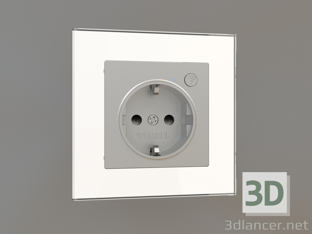 3d model Smart recessed socket with grounding and protective shutters (silver) - preview