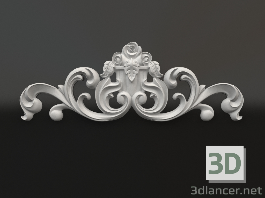 3d model Elemento decorativo de yeso DE 027 (895x318x50) - vista previa