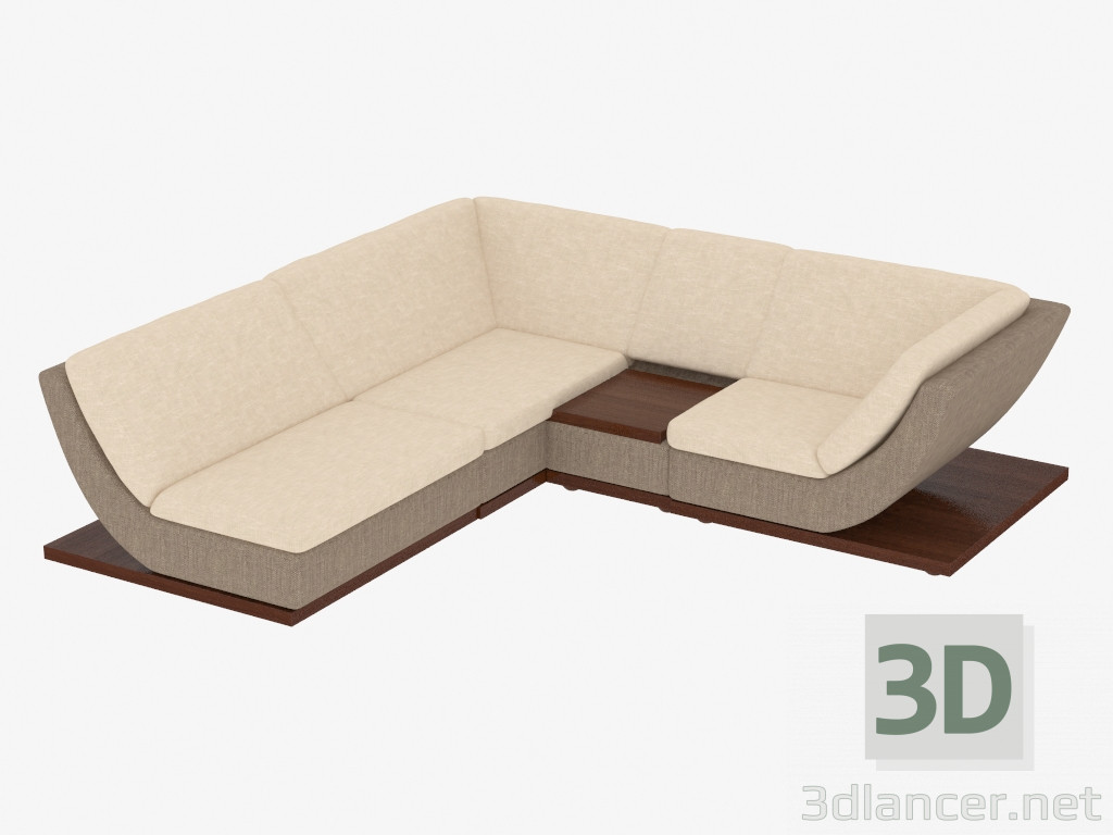 3d model Corner sofa with bar - preview