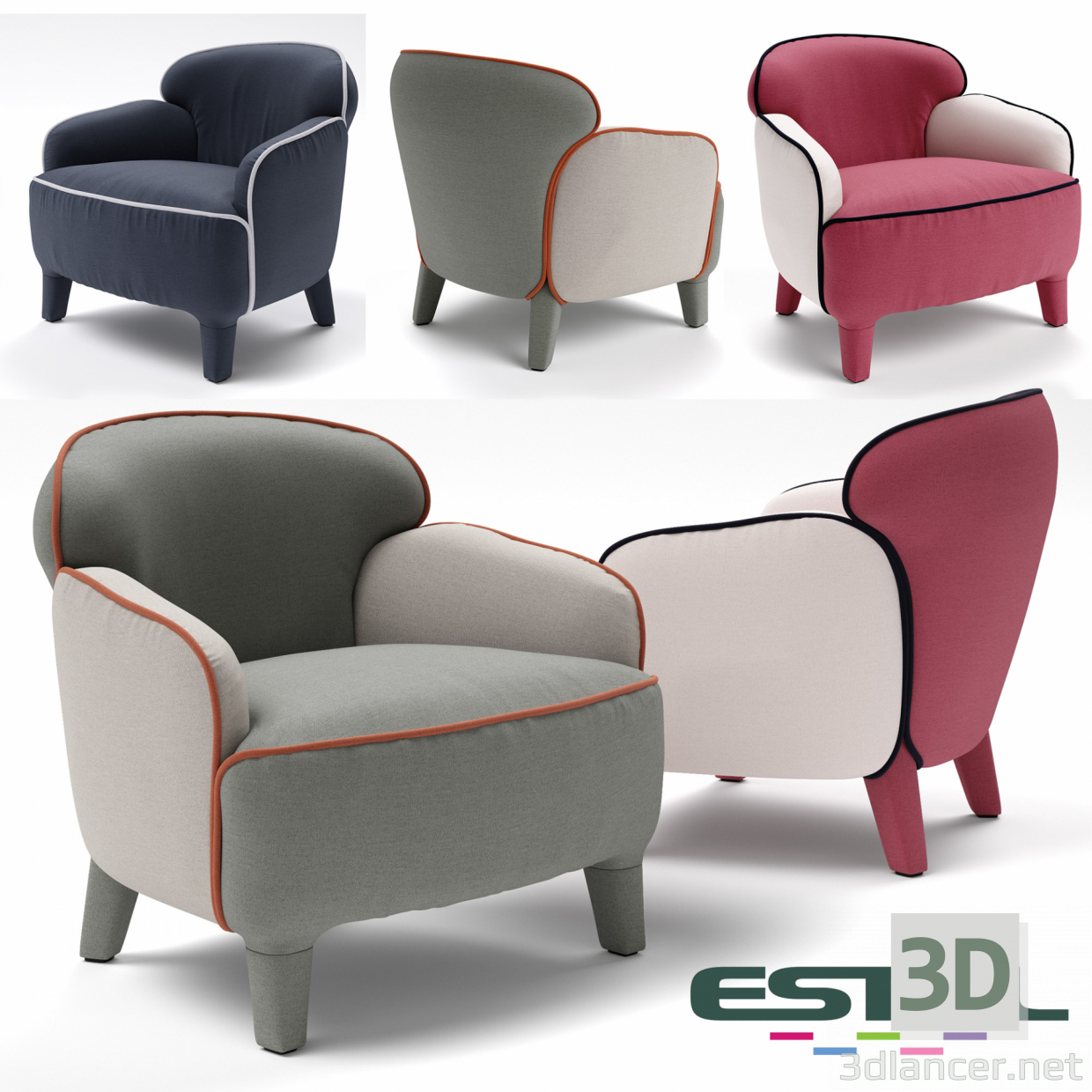 3d model estel armchair - preview