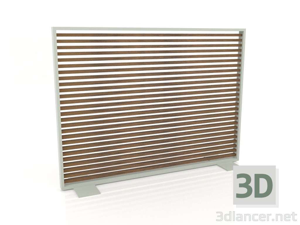modello 3D Parete divisoria in legno artificiale e alluminio 150x110 (Teak, Grigio cemento) - anteprima