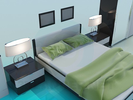 3D Modell Eine Reihe von Möbel im Schlafzimmer - Vorschau