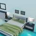 3D modeli Mobilya yatak odasında bir dizi - önizleme