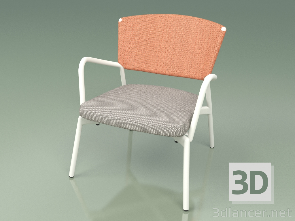 3d model Sillón con asiento blando 027 (Metal Milk, Batyline Orange) - vista previa