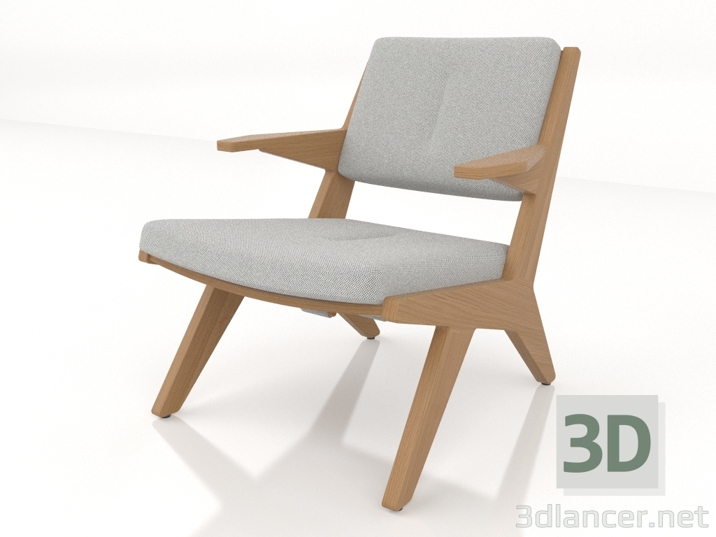 modèle 3D Chaise longue avec structure en bois (chêne naturel) - preview
