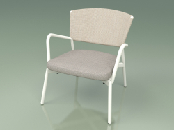 Armchair with soft seat 027 (Metal Milk, Batyline Sand)