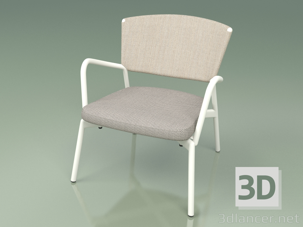 3d model Sillón con asiento blando 027 (Metal Milk, Batyline Sand) - vista previa