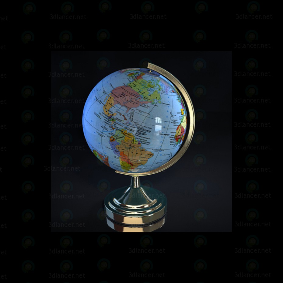 modèle 3D Globe terrestre - preview