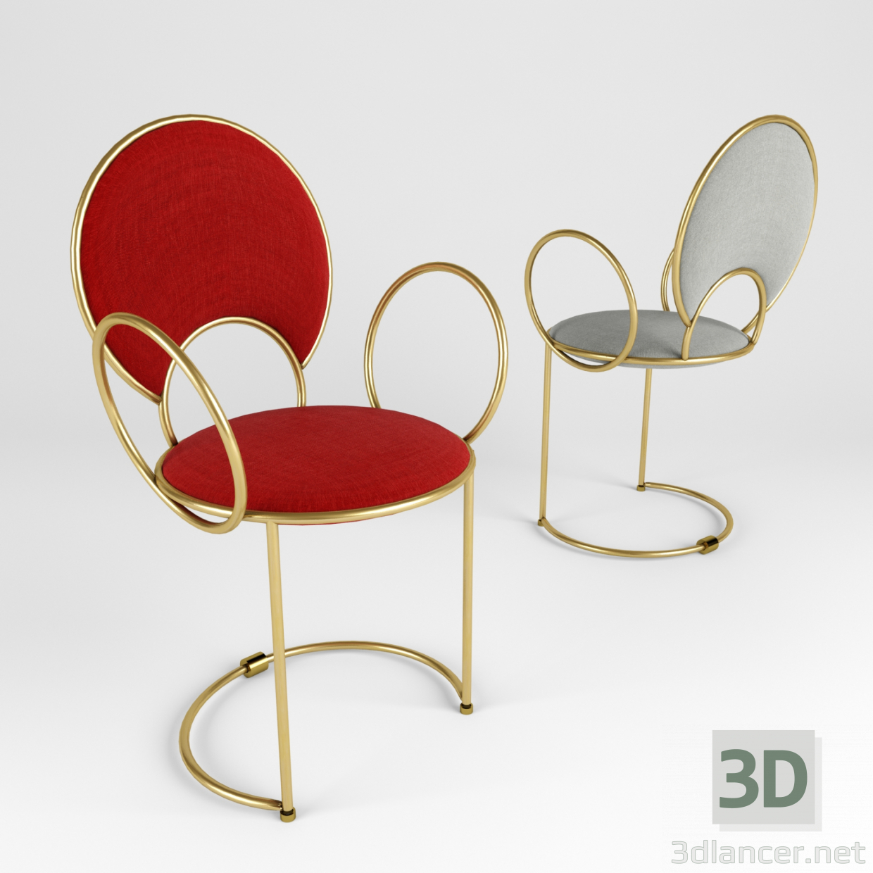 modello 3D di Sedia con delicati braccioli ad anello comprare - rendering