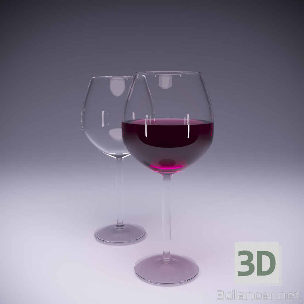 3D kırmızı şarap için bardaklar modeli satın - render