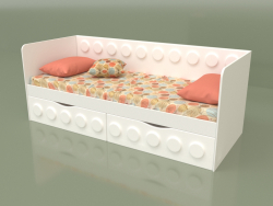 Sofá cama para adolescentes con 2 cajones (Blanco)
