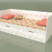 3 डी मॉडल किशोरों के लिए 2 दराज के साथ सोफा बेड (सफेद) - पूर्वावलोकन