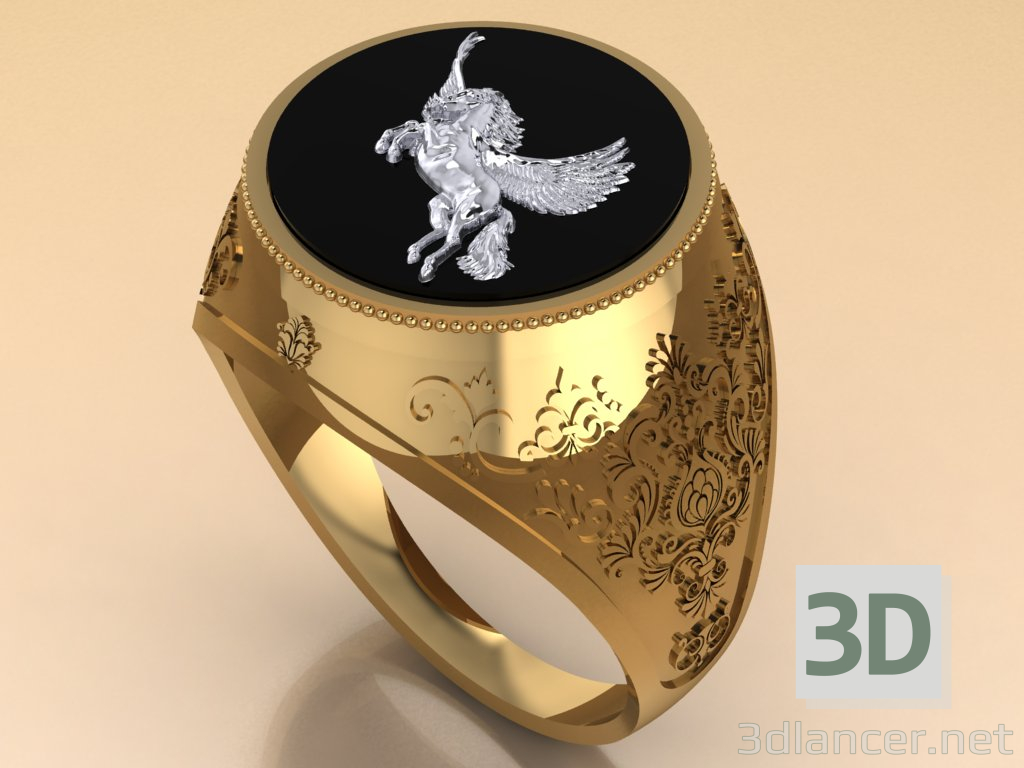 Der Ring mit einem schwarzen Onyx 3D-Modell kaufen - Rendern