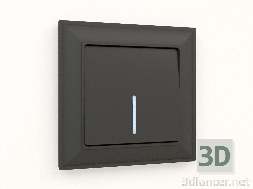 3d модель Выключатель одноклавишный с подсветкой (черный матовый) – превью