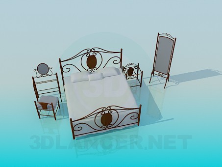 3d модель Комплект мебели в спальню – превью