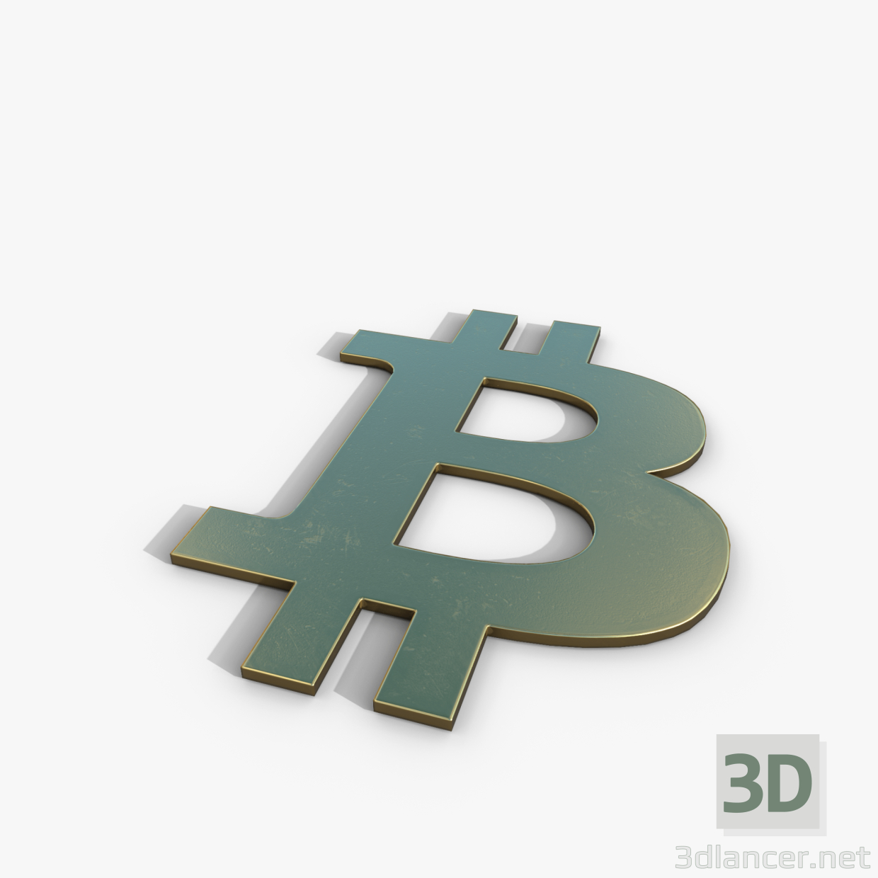 3D modeli Bitcoin altın logosu - önizleme