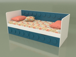 Sofá-cama para adolescentes com 2 gavetas (turquesa)
