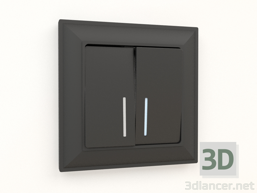 3d model Two-gang switch with backlight (black matte) - preview