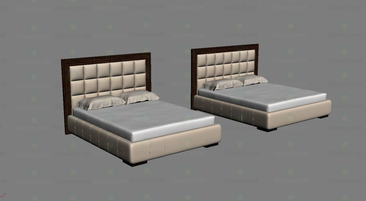 3d модель Ліжко з високим м'яким узголів'ям – превью