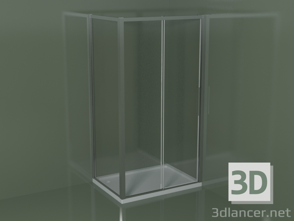 modello 3D Box doccia angolare ZN + ZG 110 con porta scorrevole - anteprima