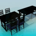3d model Conjunto de mesas y sillas - vista previa