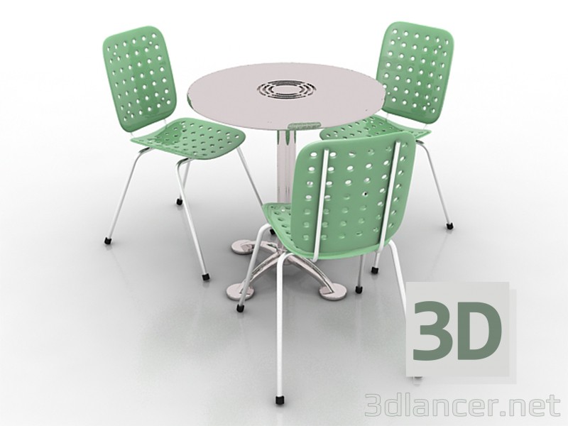 3d модель стіл і стільці – превью