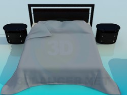 Bed with bedside tables